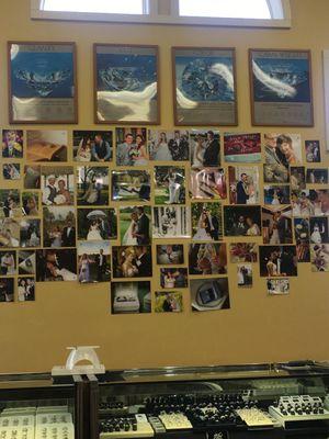 They have a wedding wall dedicated to all the couples who have either bought the engagement or wedding bands from them.