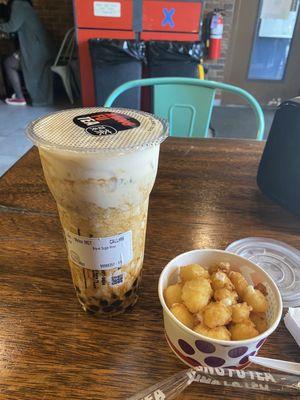 Winter Melon Milk Tea with Wow Bubble & the Crunchy Cheese Curds