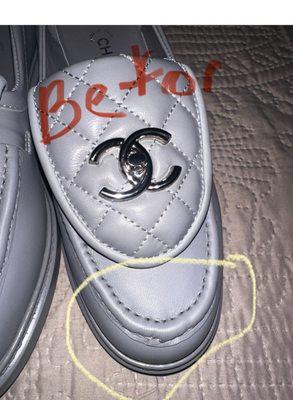 he damaged my shoe, you can see the before and after pictures,  ‍the worst master i have seen , don't trust your shoes him.