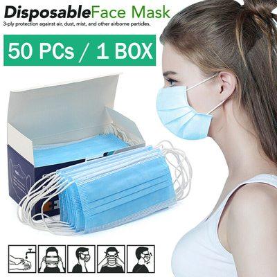 box of 50 disposable 3 layers face masks