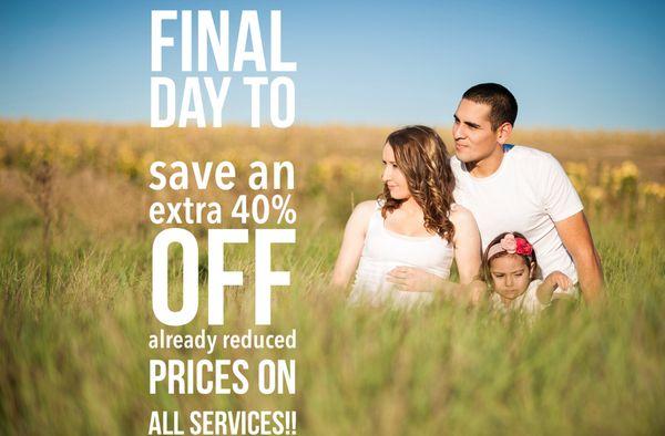 Father's Day Flash Sale!!!    Final Day to enjoy an extra 40% off already reduced prices on all services. Call 860-217-0764 today