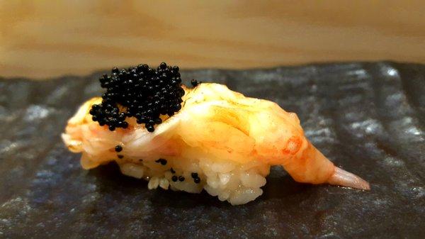 Sweet ebi with caviar on top