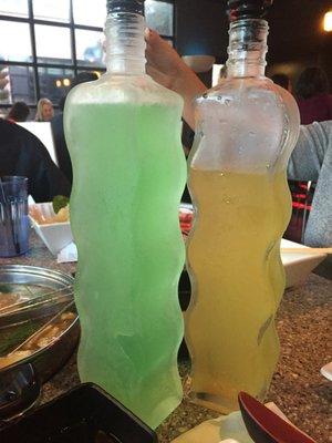 Right: soju lemonade. Left: custom special jar.