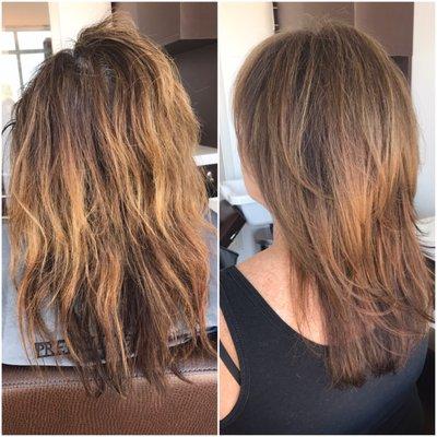 Root touch-up & quick toner on washed out ends and a little trim to freshen up haircut'