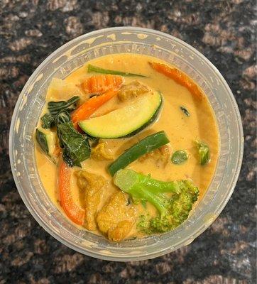 Pumpkin curry (add broccoli).