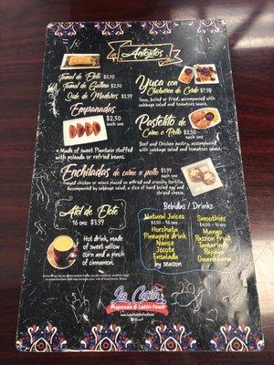 Menu back