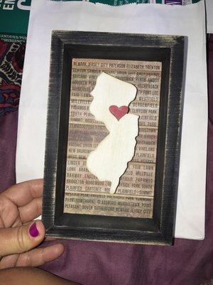 Hand crafted wood product of NJ- the heart came with it - you can stick it where ever your heart is :)