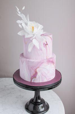 Marbled fondant wafer flower for a 16 th birthday