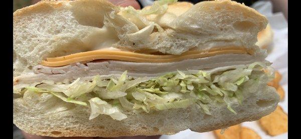 Turkey, cheese, lettuce and mayo