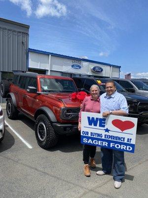 This beautiful local Nurse bought her dream Bronco right here at Sager Ford