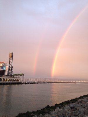 Double rainbows! Double rainbows!  This shot was taken across the bridge next to the ballpark. It's a location we can do group classes at.