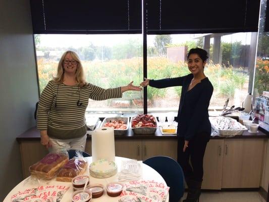 Jan and Hilda prepping our company lunch.