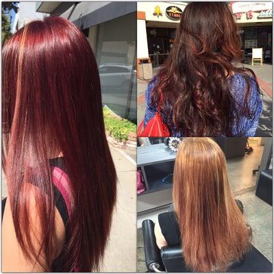 original color at the top right corner/stripped/ending with the vibrant rich mohagany red By Chrissy