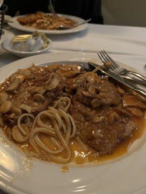 Veal Marsala over linguine