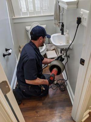 Bathroom sink unclogging