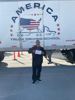 Thanks to America Truck Driving school, I got my CDL....