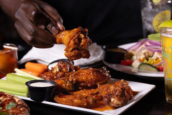 Chicken wings are juicy