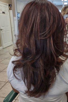 Beautiful hair color with blowout