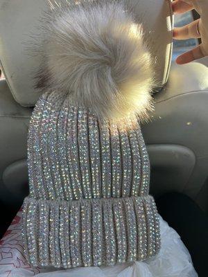 Bling beanie with fuzzy warmness inside!