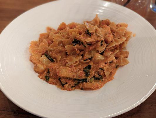 Farfalle with Shrimp and Crabmeat in a pink sauce