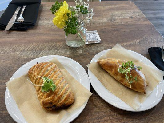 Chocolate croissant & beef empanada