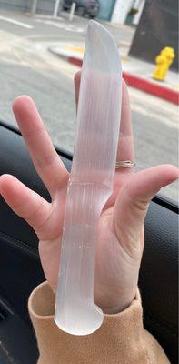 weird hand but selenite knife!! [not sharp]