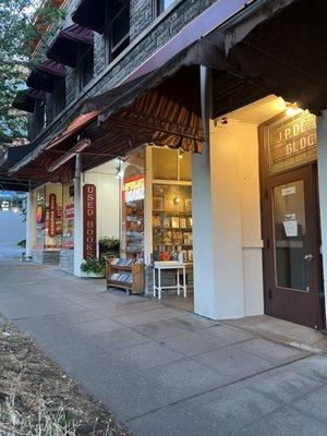 Outside bookshop