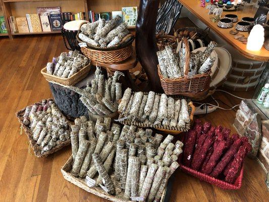 Bundles of sage and other herbs can be used for purification.