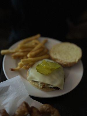 Cheeseburger and fries