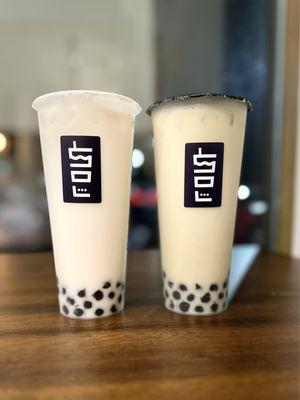 Jasmine Milk Tea w/ Boba and Wintermelon Milk Tea w/ Boba