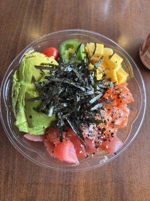 Salmon, tuna, mango, seaweed, tomatoes, jalapeños, avocado $17