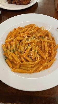 Delicious Penne al a Vodka. They make it with a mild flavor. I majorly spice it up.