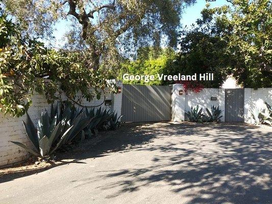 The gate to the home where Marilyn Monroe died in on 5th Helena Drive in Brentwood, California. 
 Photo by, George Vreeland Hill