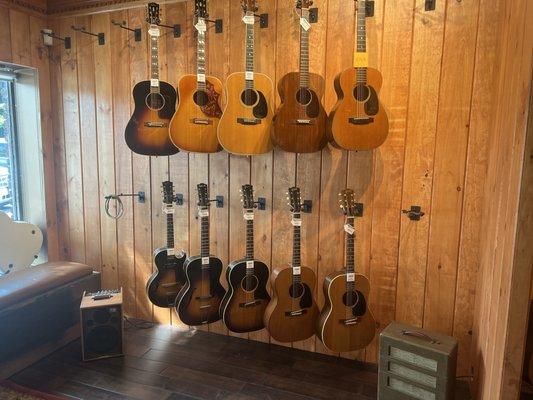 some vintage Martin and Gibson acoustics