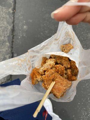 Freshly fried Popcorn Chicken served golden with packed pieces