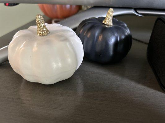 I scored these adorable pumpkins at $.50 each with the member 50% housewares special today!