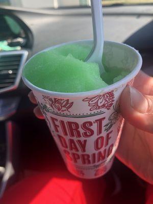 Green apple water ice. Delicious