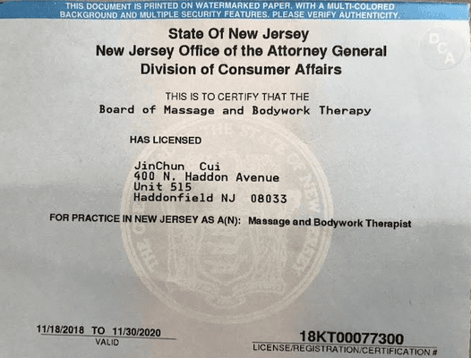 New Jersey certification