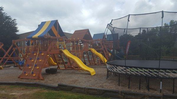 An inviting play area to Swing, Slide, Jump, shoot and climb on our displays to find that perfect backyard system