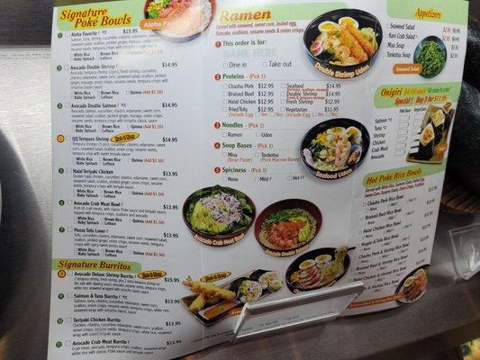 Menu side 1