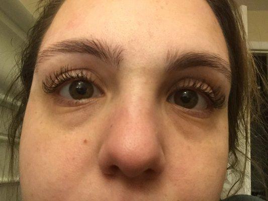 Lash extensions on application day. (Excuse my dark circles. Winter time tired ughhh)