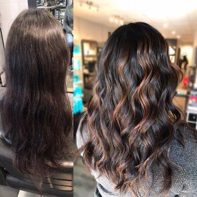 Before and after balayage