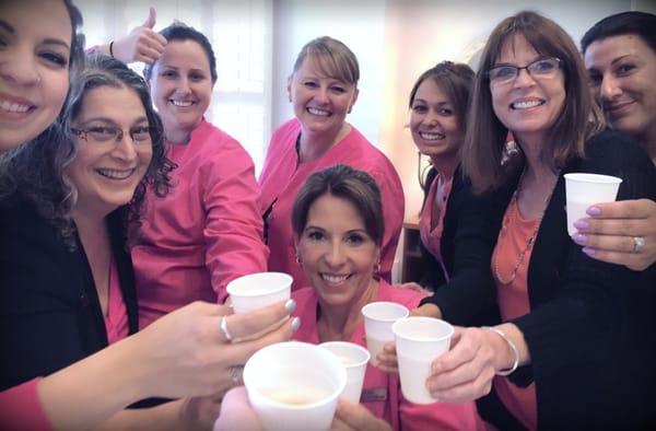 Our incredible staff toasting their gratitude to our amazing patients for voting us "Best in the East Bay".