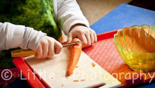 Practical life carrot peeling