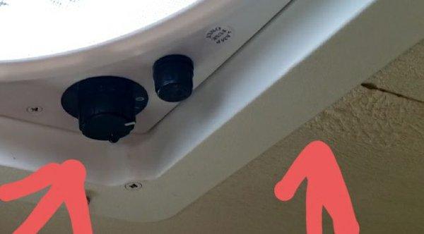 Water dripping from fan controls, long term water damage on seam tape next to fan. This was in a NEW 1172 camper. BUYER BEWARE!