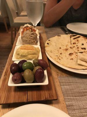 3 Dips (Hummus, Eggplant, Spicy feta)