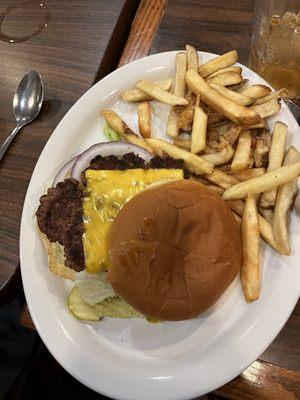 Cheese burger with endless fries