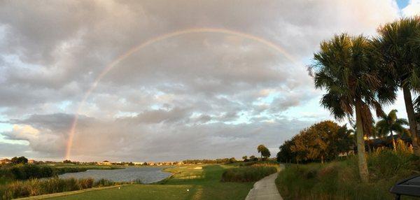 Beautiful rainbow view from the 17th tee at Duran Golf Club