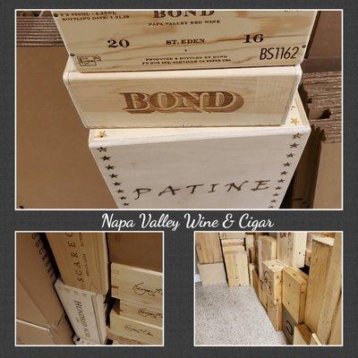 We have some wood wine boxes and cigar boxes we're willing to share while supply lasts #napawinestore #napacigarstore #wineboxes #cigarboxes