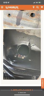 hole in fuel tank